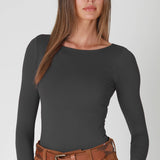 Clean Line Boat Neck Long Sleeve Top