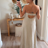 Alicia Strapless A-Line Mocha Lined Dress