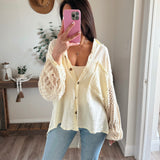 Natural Knitted Sleeve Button Down