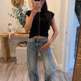 HIGH RISE FULL LENGTH CUFF TINTED WIDE LEG JEANS T7326