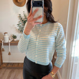 Light Blue Deja Cropped Knit Cardigan