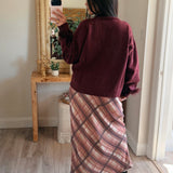 Burgundy Feather Trim Sweater