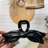 Black Satin Bow Clip