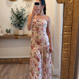 Muted Rose Bloom Drop Waist Maxi Dress