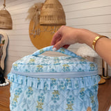 Glam & Go Quilted Cosmetic Bag - Blue Floral