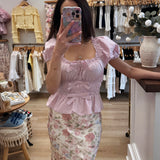 Puff Sleeve Mauve Peplum Top