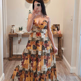 Patchwork Tangerine-Maroon Combo Maxi