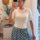 White Fiona Ribbed Knit Top