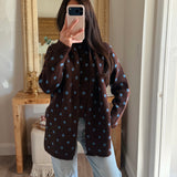 Cozy Girl Polka Dot Scarf Set - Brown/Blue