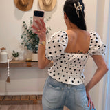 Mattie Polka Dot Puff-Sleeve Top