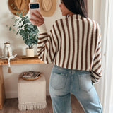 Striped Ribbed Knit Shrug