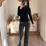 Bootcut Faux Leather Flare Leggings