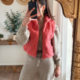 Fluffy Full Zip Cropped Hooded Vest