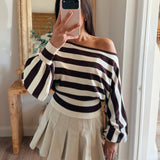 Selena Striped Dolman Sleeve Sweater