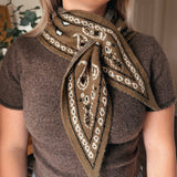Thick Triangular Bandana Scarf - Khaki/Cafe