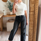 Vervet High Rise Black Barrel Jeans