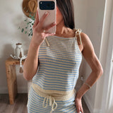 Blue/Lemon Striped Set - Top