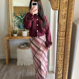 Burgundy Feather Trim Sweater