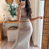 Veronica Ribbed Foldover Skirt Set