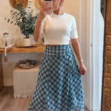 Asymmetric Plaid Handkerchief Hem Skirt