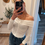 WHITE OFF SHOULDER RIB JERSEY TOP