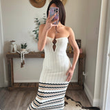 Pointelle Chevron Cut-Out Midi
