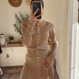 Mocha Lurex Ribbed Knit Long Sleeve Mini Dress