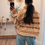 Taupe Fuzzy Fleece Zip-Front Patterned Jacket