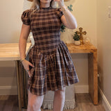 Rinsely Plaid Smocked Mini Dress
