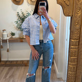 Libby Gingham Puff-Sleeve Shirt