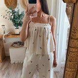 Emmie Embroidered Gauze Crop Top