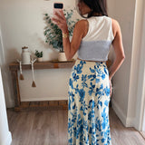 Blue/Cream Frankie Floral Skirt