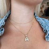 SAHIRA E3 PAVE BUBBLE INITIAL NECKLACE