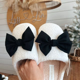 Betty Black Bow Slippers
