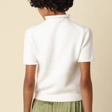 White Alani Mock Neck Knit Top