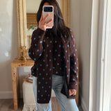 Cozy Girl Polka Dot Scarf Set - Brown/Blue