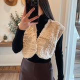 Light Taupe Wavy Faux Fur Bolero Vest