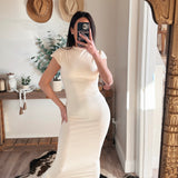 Cream Cap Sleeve Midi