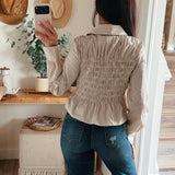 Nomi Smocked Peplum Shirt