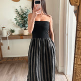 Black Peyton Striped Pattern Combination Dress