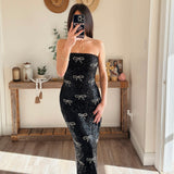 Sequin Bow Tube Midi Dress