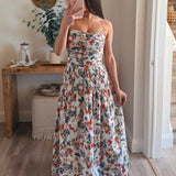 Avis Gathered Floral Maxi Dress