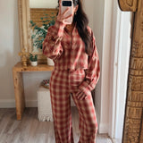Scarlett Plaid Wide Leg Pants