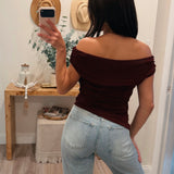 Burgundy Cold Shoulder Top