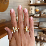 Gemelli D7 Gold Bubble Adjustable Initial Ring