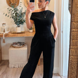Ruched One Shoulder Top and Balloon Pants Set
