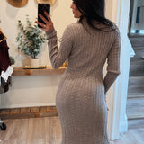 Gray Button Down Cable Knit Maxi