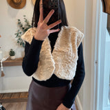 Light Taupe Wavy Faux Fur Bolero Vest