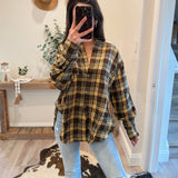Brown & Yellow Plaid Top