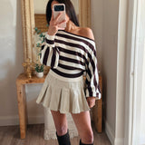 Selena Striped Dolman Sleeve Sweater